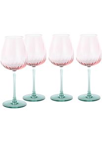 Weinglas Creatable "Swirly Spring, Weingl&auml;ser-Set, 4-tlg.", bunt, H:23cm &Oslash;:9cm, Glas, Trinkgef&auml;&szlig;e, Weinglas, Rillen Relief, Modern, Sommerlich, Leicht