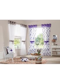 Gardine OTTO HOME "Villars" Gr. 1, grau, B:140cm H:145cm, Voile, Polyester, Gardinen, Gardine, Vorhang, Fertiggardine, inkl. 2 Raffhalter, transparent, 2-er Set
