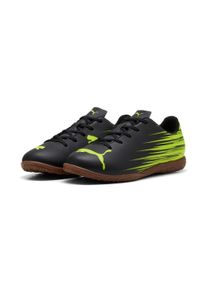Fu&szlig;ballschuh Puma "ATTACANTO II IT JR", Kinder, Gr. 36, schwarz (Puma schwarz, lime squeeze), Synthetik, bedruckt, Schuhe Fu&szlig;ballschuh, f&uuml;r Hallenb&ouml;den, mit weichem Synthetik-Obermaterial