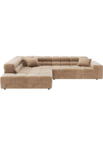 Ecksofa Home Affaire "Ancona, Ecksofa, incl. Kopfteilverstellung, Breite 319 cm, L-Form", butter, B:319cm H:70cm T:215cm, 100% Polyester, Sofas, Ecksofa, wahlweise elektrische Sitztiefenverstellung