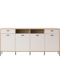 Sideboard Home Affaire "Fredericia, moderne Kommode, Schrank in Kaschmir, 205 cm breit", wei&szlig; (eiche cremona toro, kaschmir), Sideboards, B/H/T: 205cm x 94cm x 40cm, 2 Stk., 4 Stk., Holzwerkstoff, Sideboard, zeitlos, schwarze Metallgriffe und -f&uuml;&szlig;e, ausreichend Stauraum, B:205cm H:94cm T:40cm