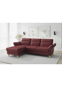 Sit & More Ecksofa SIT & MORE "Pamela L-Form, Leder, B: 218 und 230 cm", merlot, B:230cm H:90cm T:164cm, Sofas, Ecksofa, optional Armteilverstellung, Bettfunktion & Bettkasten