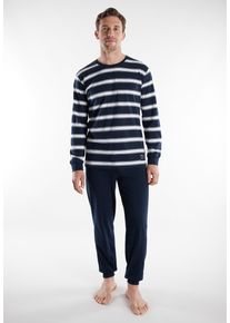 Pyjama Tom Tailor, Herren, Gr. 106, blau, mittel, ringel, Single Jersey, Obermaterial: 100% Baumwolle, Homewear-Sets Pyjama