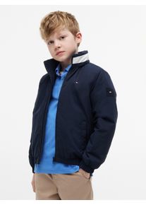 Blouson TOMMY HILFIGER, Jungen, Gr. 10 (140), schwarz night navy, Web, Obermaterial: 100% Nylon. Futter: 100% Polyester. F&uuml;llung: 50% Polyester, 50% Polyester (REPREVE), unifarben, regular fit normal, hoch geschlossener Ausschnitt, elastischer Bund, Jacken Blouson, Kapuze im Kragen verstaubar, Regular Fit, Kinder bis 16 Jahre