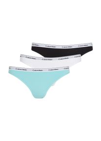 Bikinislip "3 PACK BIKINI (LOW-RISE)", Damen, Gr. L (40), 3 Stk., wei&szlig; (schwarz, beau blau, wei&szlig;), Jersey, Obermaterial: 90% Baumwolle, 10% Elasthan, Calvin Klein Underwear, k&ouml;rpernah, Unterhosen Bikinislip, Low Rise mit Logobund