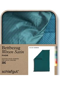Bettbezug Schlafgut "Premium Bettbezug Woven Fade Satin (1 St)", bunt (petrol deep, gr&uuml;n deep), L:200cm, Mako-Satin, Obermaterial: 100% Baumwolle, Bettbez&uuml;ge, Bettbezug, Ton-in-Ton Rei&szlig;verschluss, Fadendichte von 300tc, Streifen, OEKO Tex