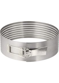 Tortenring "Verstellbare Tortenboden-Schneidhilfe aus Edelstahl", silber (silberfarben), H:8cm, Edelstahl, DR. OETKER K&Uuml;CHENHELFER, Speiseringe, Tortenring, f&uuml;r gleichm&auml;&szlig;ige Tortenb&ouml;den, sp&uuml;lmaschinengeeignet, Made in Germany