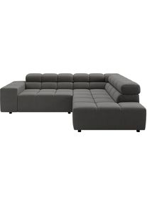 Ecksofa Home Affaire "Ancona, Ecksofa, incl. Kopfteilverstellung, Breite 249 cm, L-Form", grau (anthrazit), B:249cm H:70cm T:215cm, 100% Polyester, Sofas, Ecksofa, wahlweise elektrische Sitztiefenverstellung