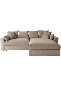 Ecksofa OTTO HOME "Cosy Lounge L-Form, Breite 268 cm", taupe, B:268cm T:198cm, 100% Polyester, Sofas, Ecksofa, Mega-Sofa mit Cordstoff bezogen, mit Federkern & 5 Zierkissen