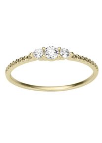Goldring Firetti "Schmuck Geschenk Gold 333 Damenring Goldring" Gr. 19, gold (gelbgoldfarben, kristallwei&szlig;), Fingerringe, Damen, 19, Gelbgold 333, 3mm, Goldring, mit Zirkonia (synth.)