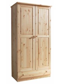 Kleiderschrank Ticaa "Moritz", beige (kiefer massiv natur), B:96cm H:187cm T:54cm, Massivholz, Schr&auml;nke, Kleiderschrank