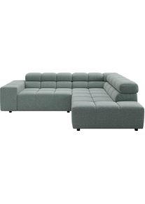 Ecksofa Home Affaire "Ancona, Ecksofa, incl. Kopfteilverstellung, Breite 249 cm, L-Form", gr&uuml;n (sage), B:249cm H:70cm T:215cm, 100% Polyester, Sofas, Ecksofa, wahlweise elektrische Sitztiefenverstellung