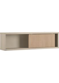 Wandregal Paidi "JONTE in Beige mit Schiebet&uuml;r & 2 F&auml;chern", beige (cashmere, beige, light oak), B:95cm H:27cm T:20cm, Holzwerkstoff, Regale, Wandregal, H&auml;ngeregal, 20 Kg Tragkraft, Wandboard