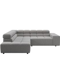 Ecksofa Home Affaire "Ancona, Ecksofa, incl. Kopfteilverstellung, Breite 249 cm, L-Form", grau (elephant), B:249cm H:70cm T:215cm, 100% Polyester, Sofas, Ecksofa, wahlweise elektrische Sitztiefenverstellung