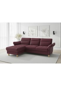 Sit & More Ecksofa SIT & MORE "Pamela, B:230 cm", bordeaux, B:230cm H:90cm T:164cm, 100% Polyester, Sofas, Ecksofa, mit Federkern und Liegefl&auml;che aus Originalstoff