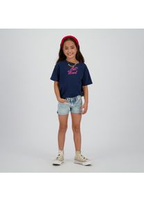 Shorts Vingino "Damara icon", Jungen, Gr. 128, N-Gr, blau (light vintage), Denim/Jeans, Obermaterial: 72% Baumwolle, 27% Polyester, 1% Elasthan, unifarben, normal extrakurz, Hosen Shorts, Jeansshorts 5 Pocket, f&uuml;r Girls