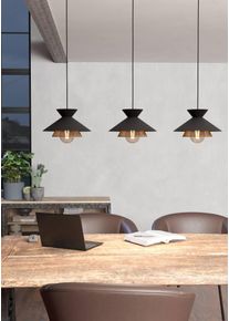 Eglo H&auml;ngeleuchte "GRIZEDALE Pendellampe, Stahl, Retro, Esszimmerlampe, H&auml;ngelampe, Lampe", schwarz (schwarz, messing), 3, &Oslash; 0cm H: 110cm, 1 Stk., Leuchten, H&auml;ngeleuchte, L96 x B26 x H110 cm, schwarz, messing - 3X40W exkl., H&auml;ngeleuchte
