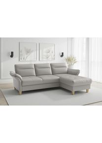 Sit & More Ecksofa SIT & MORE "Pamela L-Form, Leder, B: 218 und 230 cm", light grau, B:230cm H:90cm T:164cm, Sofas, Ecksofa, optional Armteilverstellung, Bettfunktion & Bettkasten