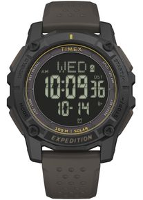 Chronograph Timex "RIDGE SOLAR", braun (dunkelbraun), Armbanduhren, Herren, Chronograph, Solar Armbanduhr,Herrenuhr,digital,Silikonarmband,Stoppfunktion,Datum