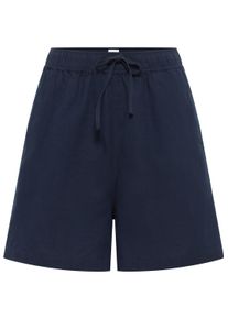 Shorts Mustang "Damen Style Charlottesville", Damen, Gr. XL, blau (5324 navy), 75% Baumwolle, 25% Leinen, unifarben, relaxed fit, Hosen Shorts