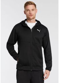 Trainingsjacke Puma "TRAIN ALL DAY PWRFLEECE FULL ZIP", Herren, Gr. M, schwarz (Puma schwarz), Fleece, Obermaterial: 100% Polyester, meliert, slim fit normal, Rundhals, Jacken Trainingsjacke, f&uuml;r Fitness-Workout, mit WarmCELL-Technologie, Slim Fit Passform