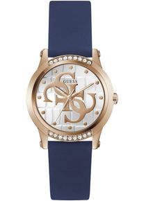 Quarzuhr Guess "ANNETTE", blau (dunkelblau), Armbanduhren, Damen, Quarzuhr, Armbanduhr, Damenuhr, Silikonarmband