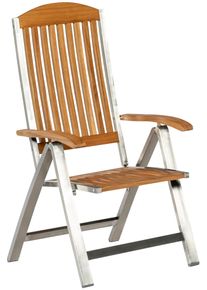 Gartenstuhl Merxx "Keros", braun (hellbraun), B:60cm H:115cm T:69cm, Edelstahl, Massivholz, St&uuml;hle, Gartenstuhl, Edelstahl/Akazie, verstellbar