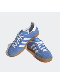 Sneaker adidas originals "GAZELLE INDOOR W", Damen, Gr. 43, blau (blau fusion, ftwr wei&szlig;, gold metallic), Leder, Synthetik, Schuhe Sneaker