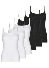 Achseltop Nina von C. "6er Pack Tr&auml;gerhemd Fine Cotton", Damen, Gr. 46, N-Gr, bunt (wei&szlig;, schwarz), Obermaterial: 100% Baumwolle CO., Unterhemden Achseltop