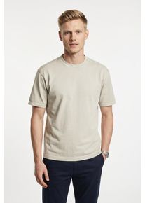 T-Shirt BOSS Orange "Te Dye", Herren, Gr. M, beige (light beige271), Single Jersey, Obermaterial: 100% Baumwolle, unifarben, relaxed fit normal, Rundhals, eingesetzt,weit eingefasste Kante, Shirts T-Shirt, mit Rundhalsausschnitt