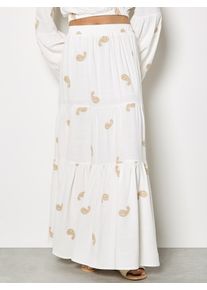 Maxirock Apricot "Maxirock mit Paisley-Stickerei", Damen, Gr. XXL (44), beige (creme), gewebt, Obermaterial: 89% Viskose CV. 11% Leinen LI., gemustert, R&ouml;cke Maxirock, mit Stufen