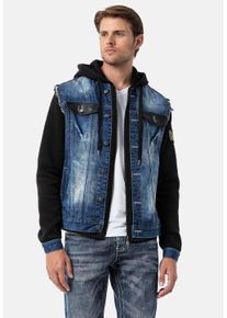 Cipo & Baxx Jeansjacke CIPO & BAXX "Cipo & Baxx Jacke CJ307", Herren, Gr. S, blau, Obermaterial: 100% Baumwolle CO., slim fit, Jacken Jeansjacke, Abgerundet mit metallischen Details