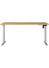 Schreibtisch Germania "Boras", grandson, eiche, nachbildung, silber, silber, grandson, eiche, nachbildung, B:180cm H:120cm T:80cm, Tische, Schreibtisch, Breite 120/140/160/180 cm, Metallgestell, elektrisch h&ouml;henverstellbar