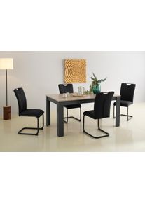 Essgruppe Home Affaire "Napoli", grau (anthrazit, anthrazit, anthrazit), B:160cm H:75cm T:88,5cm, Sitzm&ouml;bel-Sets, Essgruppe, 5-teilige Tischgruppe mit modernem Freischwinger Stuhl und Esstisch