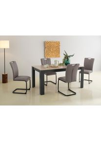 Essgruppe Home Affaire "Napoli", grau (hellgrau, hellgrau, anthrazit), B:160cm H:75cm T:88,5cm, Sitzm&ouml;bel-Sets, Essgruppe, 5-teilige Tischgruppe mit modernem Freischwinger Stuhl und Esstisch