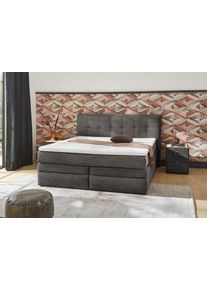 Jockenh&ouml;fer Boxspringbett JOCKENH&Ouml;FER GRUPPE "Amy", grau 426, 09, B:214cm L:217cm, Bezug Bett: Cordstoff (100% Polyester);Topper und Matratzenspiegel: 100% Polyester, Komplettbetten, Boxspringbett, mit Bettkasten & Kaltschaum-Topper, erh&auml;ltlich in 120, 140,180 & 200cm