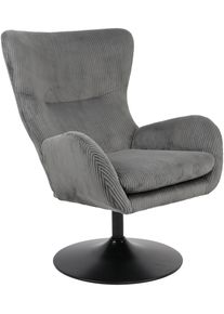 Loungesessel Hela "SAMOS", grau (dunkelgrau), B:72cm H:96cm T:81cm, Microfaser Breitcord;Polyester;Polyamid, Sessel, Loungesessel, Sessel;drehbar;Trompetengestell;Microfaser Breitcord;Armlehnen