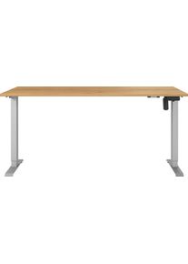 Schreibtisch Germania "Boras", navarra, eiche, nachbildung, silber, silber, navarra, eiche, nachbildung, B:180cm H:120cm T:80cm, Tische, Schreibtisch, Breite 120/140/160/180 cm, Metallgestell, elektrisch h&ouml;henverstellbar