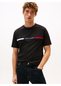 T-Shirt Tommy Hilfiger "HILFIGER CHEST INSERT", Herren, Gr. M, schwarz, Single Jersey, Obermaterial: 100% Baumwolle, regular fit normal, Rundhals, Shirts T-Shirt
