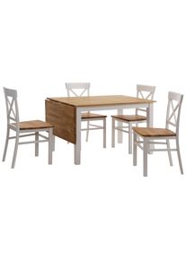 Essgruppe Home Affaire "Samba", wei&szlig; (wei&szlig;, eiche), Sitzm&ouml;bel-Sets, Essgruppe, mit ausklappbarem Esstisch