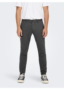 Only & Sons Stoffhose ONLY & SONS, Herren, Gr. 34, L&auml;nge 32, schwarz, Web, Obermaterial: 64% Viskose, 31% Polyester, 5% Elasthan, Strukturmuster, unifarben, slim fit lang, Hosen Stoffhose, mit leichtem Strukturmuster