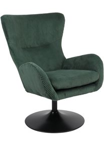 Loungesessel Hela "SAMOS", gr&uuml;n, B:72cm H:96cm T:81cm, Microfaser Breitcord;Polyester;Polyamid, Sessel, Loungesessel, Sessel;drehbar;Trompetengestell;Microfaser Breitcord;Armlehnen