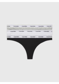 Tanga "3 PACK THONG (LOW-RISE)", Damen, Gr. L (40), 3 Stk., schwarz-wei&szlig; (schwarz, wei&szlig;, grau heather), Jersey, Obermaterial: 90% Baumwolle, 10% Elasthan, Calvin Klein Underwear, unifarben, k&ouml;rpernah, Unterhosen Tanga, String low waist mit Logobund