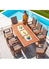 Garten-Essgruppe Merxx "Montana", braun, Obermaterial: 100% Polyester. F&uuml;llung: 100% Polyurethan, Sitzm&ouml;bel-Sets, Garten-Essgruppe, Eukalyptusholz, FSC Mix