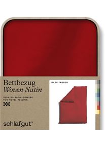 Bettbezug Schlafgut "Woven Satin", rot (rot deep), B:155cm L:220cm, Mako-Satin, Obermaterial: 100% Baumwolle, Bettbez&uuml;ge, Bettbezug, besonders dicht gewebt, Mix & Match: passender Kissenbezug erh&auml;ltlich