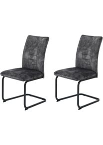 Freischwinger Hela "GELA", vintage anthrazit, schwarz, vintage anthrazit, B:49cm H:98cm T:61cm, Metall, Polyester, Stoff, St&uuml;hle, Freischwinger, Freischwinger XL, Wellenfederung, Komfortsitz, Vintage Optik