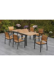 Garten-Essgruppe Merxx "Santorin", grau (graphit, natur), Aluminium, Massivholz, Sitzm&ouml;bel-Sets, Garten-Essgruppe