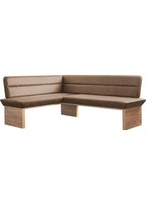 Eckbank OTTO HOME "Beluna Polsterbank, Sitzecke", braun (cognac (cobra 4001), decor wotan eiche), B:210cm H:89cm T:169cm, Polyester, Sitzb&auml;nke, Eckbank, mit Wellenunterfederung im Sitz, TOPSELLER