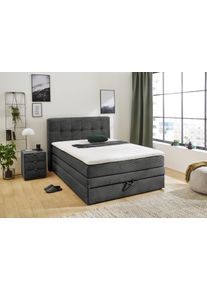 Jockenh&ouml;fer Boxspringbett JOCKENH&Ouml;FER GRUPPE "Amy", grau 426, 09, L:217cm, Bezug Bett: Cordstoff (100% Polyester);Topper und Matratzenspiegel: 100% Polyester, Komplettbetten, Boxspringbett, mit Bettkasten & Kaltschaum-Topper, erh&auml;ltlich in 120, 140,180 & 200cm