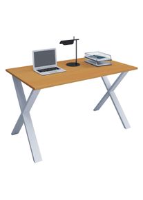 Schreibtisch Vcm "Schreibtisch B&uuml;rotisch Computertisch 140x50 Lona X", braun (silber, sonoma, eiche), B:140cm T:50cm, Tische, Schreibtisch